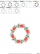 Load image into Gallery viewer, Rose Wreath embroidery designs - Flower frame embroidery design machine embroidery pattern - Rose embroidery file - Roses Garland frame pes
