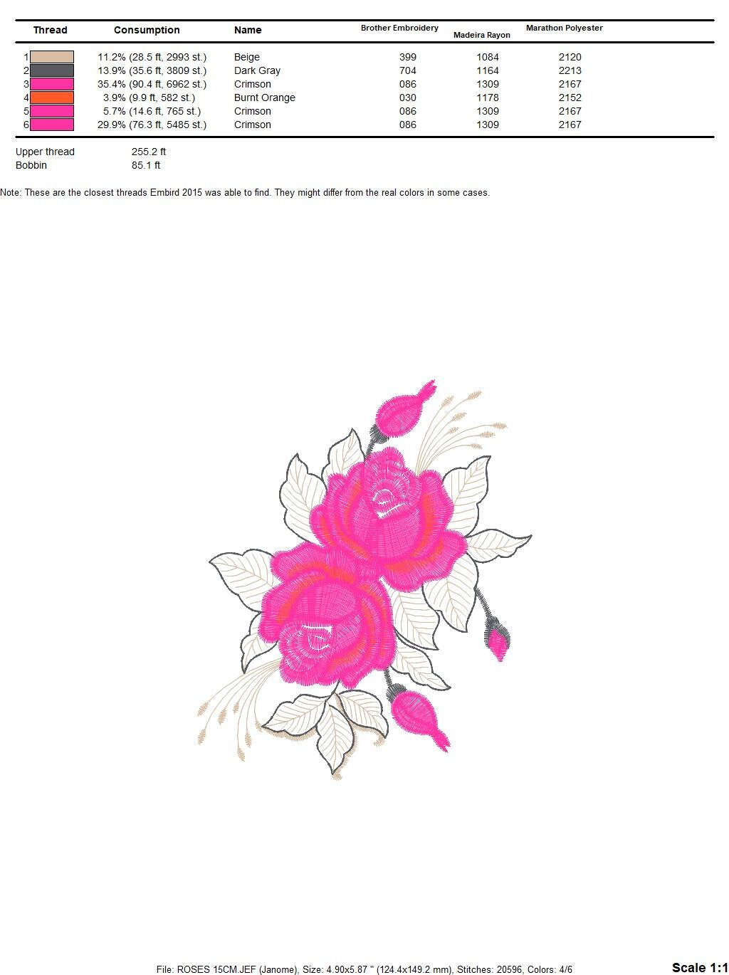 Roses embroidery designs - Flower embroidery design machine embroidery pattern - Floral embroidery file - instant embroidery download pes Marcia Embroidery