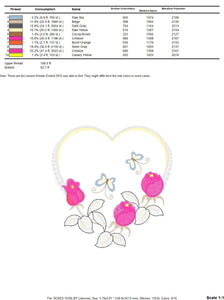 Heart with roses embroidery designs - Flower embroidery design machine embroidery pattern - Baby girl embroidery file Heart embroidery frame