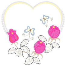 Carica l&#39;immagine nel visualizzatore di Gallery, Heart with roses embroidery designs - Flower embroidery design machine embroidery pattern - Baby girl embroidery file Heart embroidery frame
