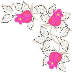 Roses embroidery designs - Flower corner embroidery design machine embroidery pattern - Monogram Frame embroidery file - instant download