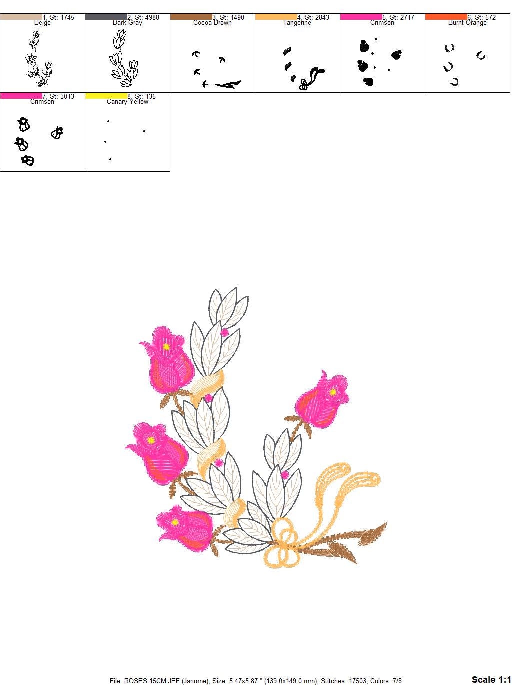 Roses bouquet embroidery designs - Flower embroidery design machine embroidery pattern - Floral embroidery file - instant digital download