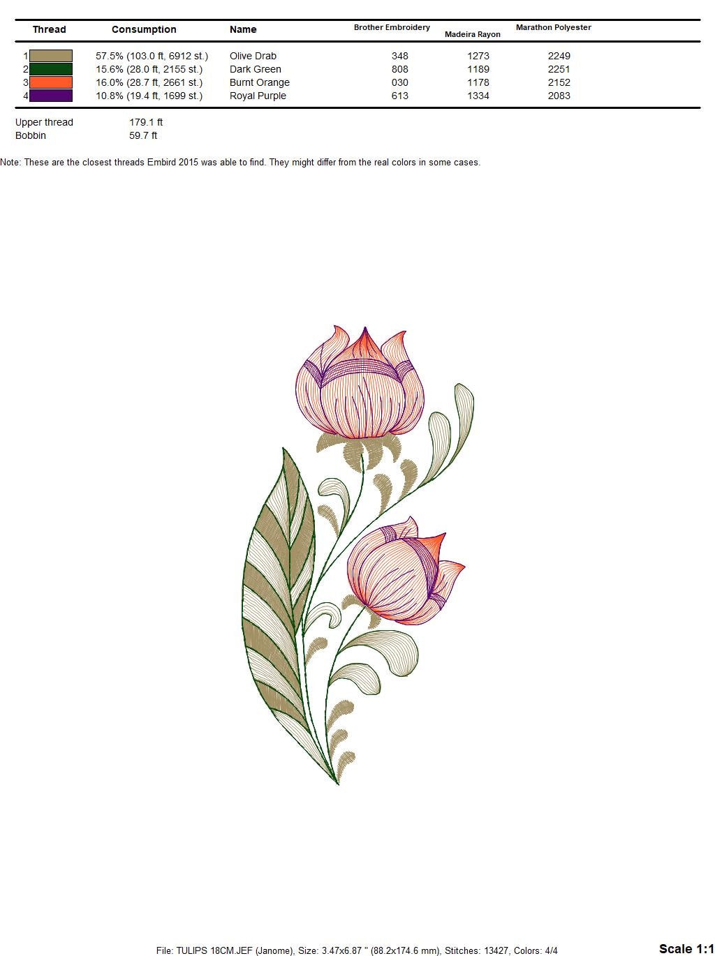 Rose embroidery designs - Flower embroidery design machine embroidery pattern - Floral Tulip embroidery file - instant download pes jef dst