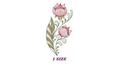 Rose embroidery designs - Flower embroidery design machine embroidery pattern - Floral Tulip embroidery file - instant download pes jef dst