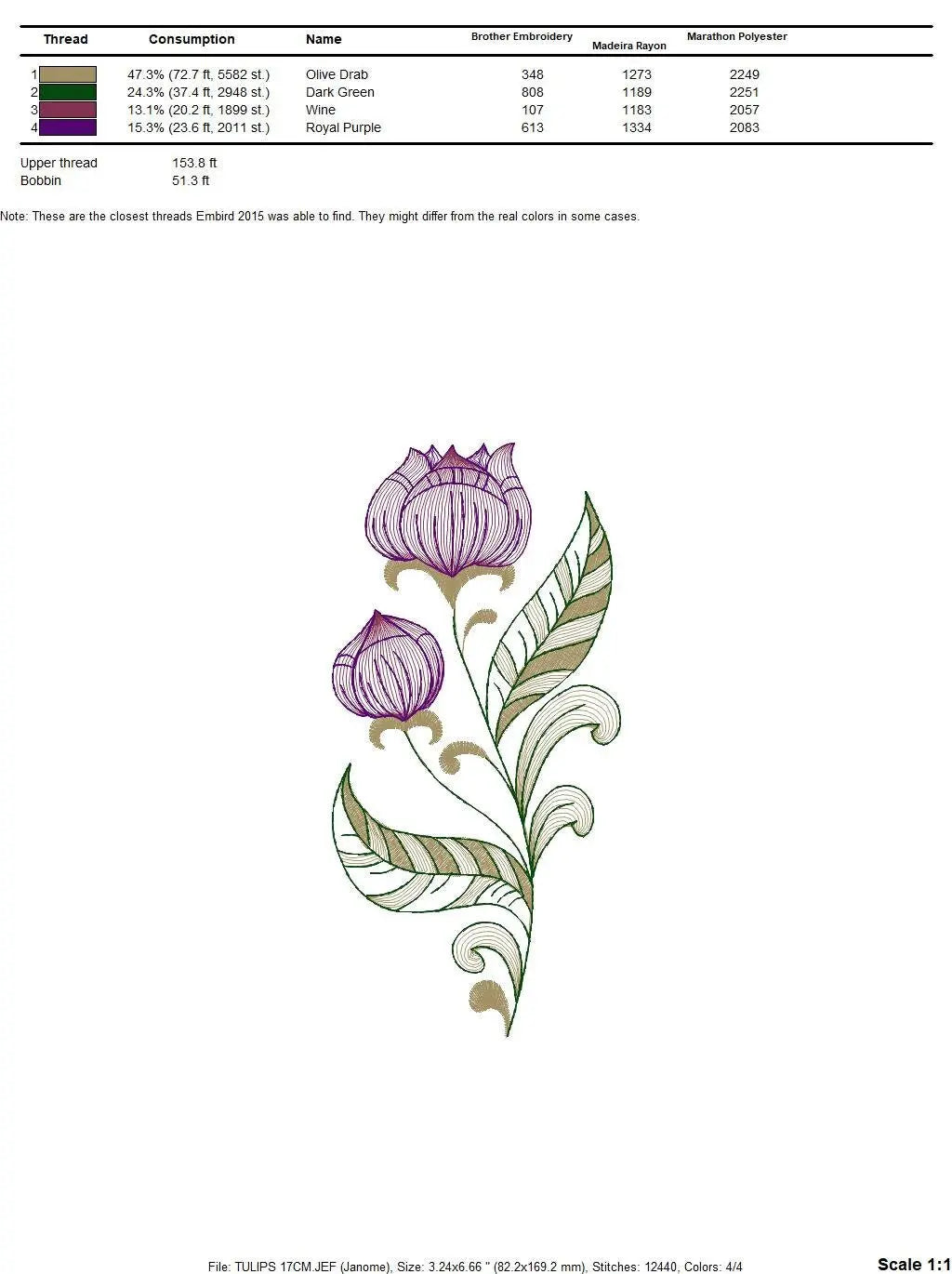 Tulip embroidery designs - Flower embroidery design machine embroidery pattern - Rose embroidery file - instant digital download pes jef hus Marcia Embroidery