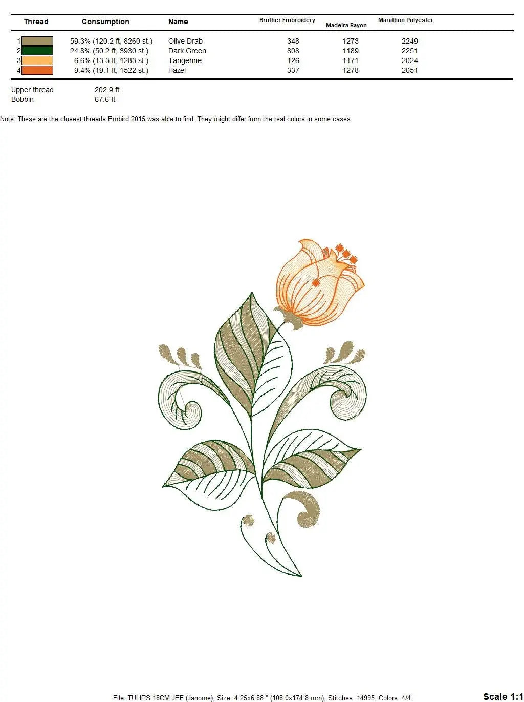 Delicate flower embroidery designs - Tulip embroidery design machine embroidery pattern - Floral laurel embroidery file - instant download Marcia Embroidery
