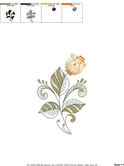 Delicate flower embroidery designs - Tulip embroidery design machine embroidery pattern - Floral laurel embroidery file - instant download Marcia Embroidery