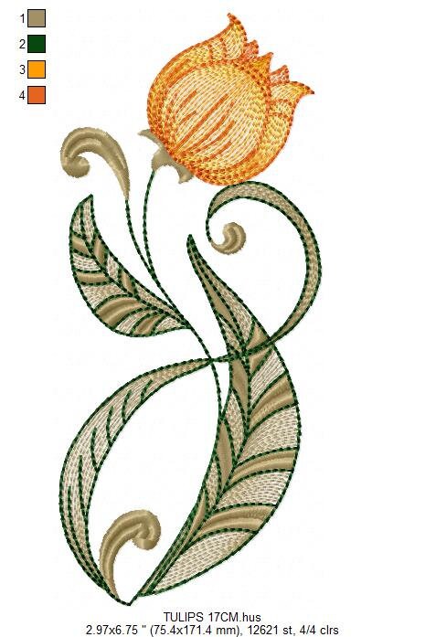 Delicate Tulip embroidery designs - Flower embroidery design machine embroidery pattern - Floral laurel embroidery file - instant download Marcia Embroidery