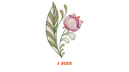 Tulip embroidery designs - Flower embroidery design machine embroidery pattern - Flower corner laurel embroidery file - instant download pes