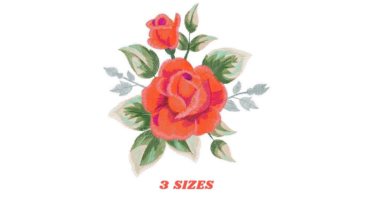 Roses embroidery designs - Flower embroidery design machine embroidery pattern - Rose floral embroidery file - instant digital download pes Marcia Embroidery