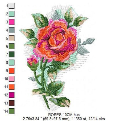 Roses embroidery designs - Flower embroidery design machine embroidery pattern - Rose embroidery file - Flowers for towels embroidery pes