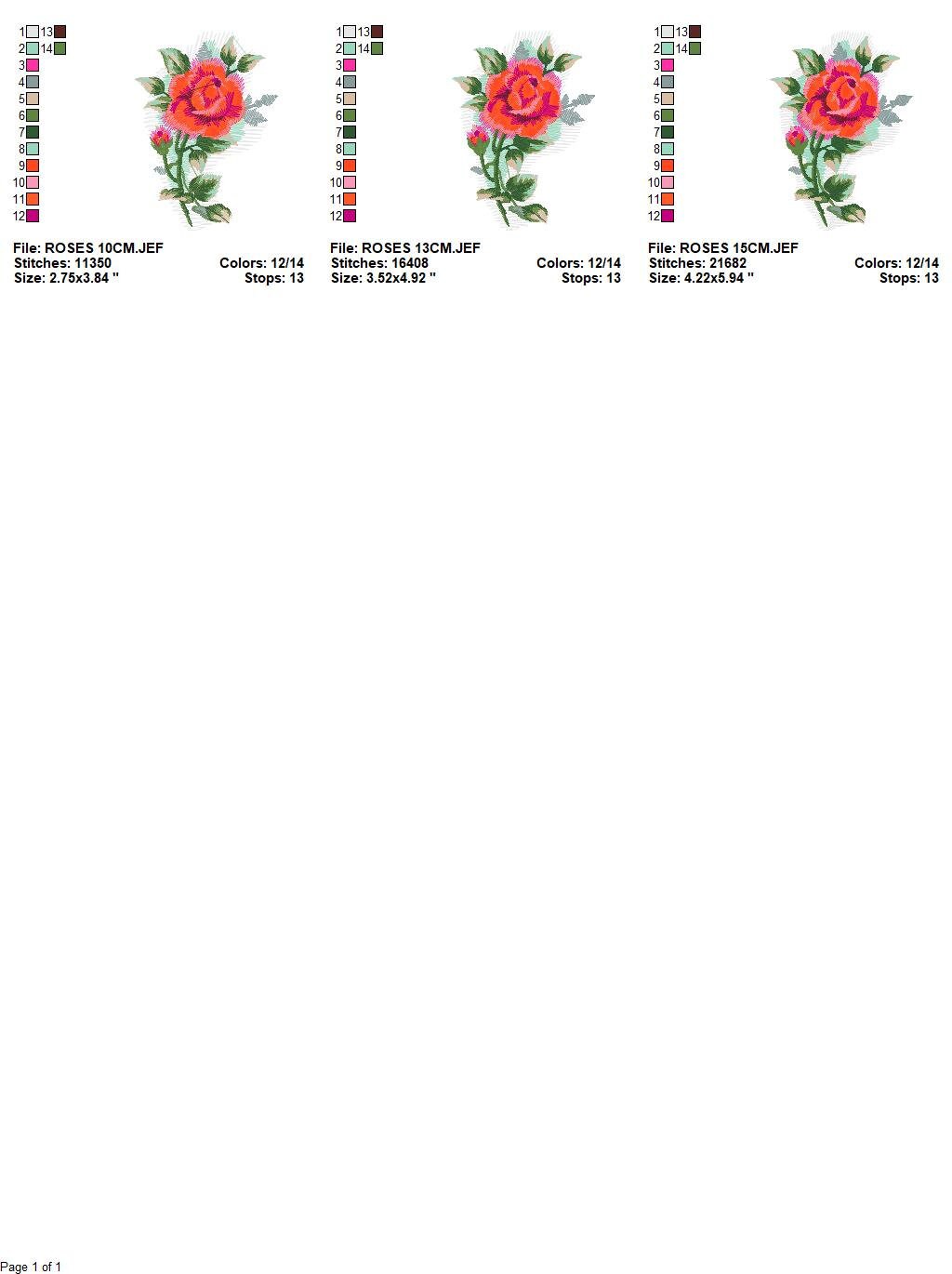 Roses embroidery designs - Flower embroidery design machine embroidery pattern - Rose embroidery file - Flowers for towels embroidery pes