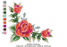 Load image into Gallery viewer, Roses corner embroidery designs - Flower embroidery design machine embroidery pattern - Monogram Frame embroidery file - pes jef vip vp3 dst
