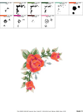 Cargar imagen en el visor de la galería, Roses corner embroidery designs - Flower embroidery design machine embroidery pattern - Monogram Frame embroidery file - pes jef vip vp3 dst
