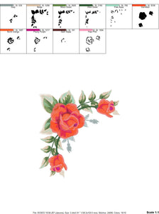 Roses corner embroidery designs - Flower embroidery design machine embroidery pattern - Monogram Frame embroidery file - pes jef vip vp3 dst