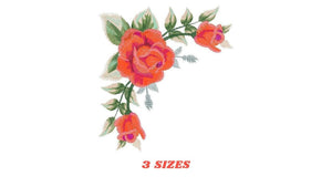 Roses corner embroidery designs - Flower embroidery design machine embroidery pattern - Monogram Frame embroidery file - pes jef vip vp3 dst