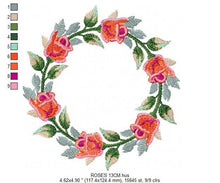 Load image into Gallery viewer, Rose Wreath embroidery designs - Flower frame embroidery design machine embroidery pattern - Rose embroidery file - Roses Garland frame pes
