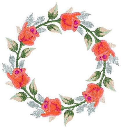 Rose Wreath embroidery designs - Flower frame embroidery design machine embroidery pattern - Rose embroidery file - Roses Garland frame pes