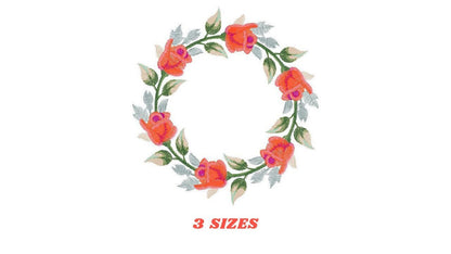 Rose Wreath embroidery designs - Flower frame embroidery design machine embroidery pattern - Rose embroidery file - Roses Garland frame pes