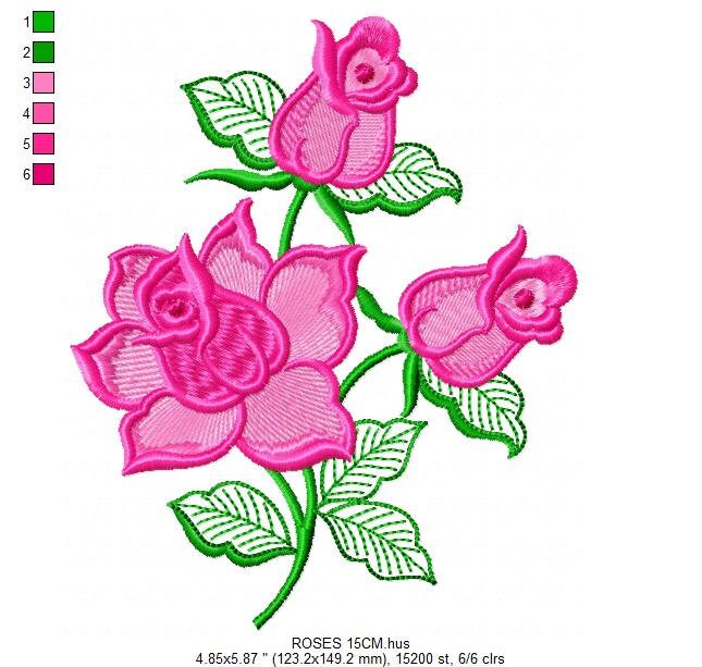 Roses embroidery designs - Flower embroidery design machine embroidery pattern - Floral embroidery file - instant embroidery download pes - Marcia Embroidery