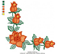 Load image into Gallery viewer, Corner with roses embroidery designs - Flower embroidery design machine embroidery pattern - Monogram Frame embroidery file - pes jef vip
