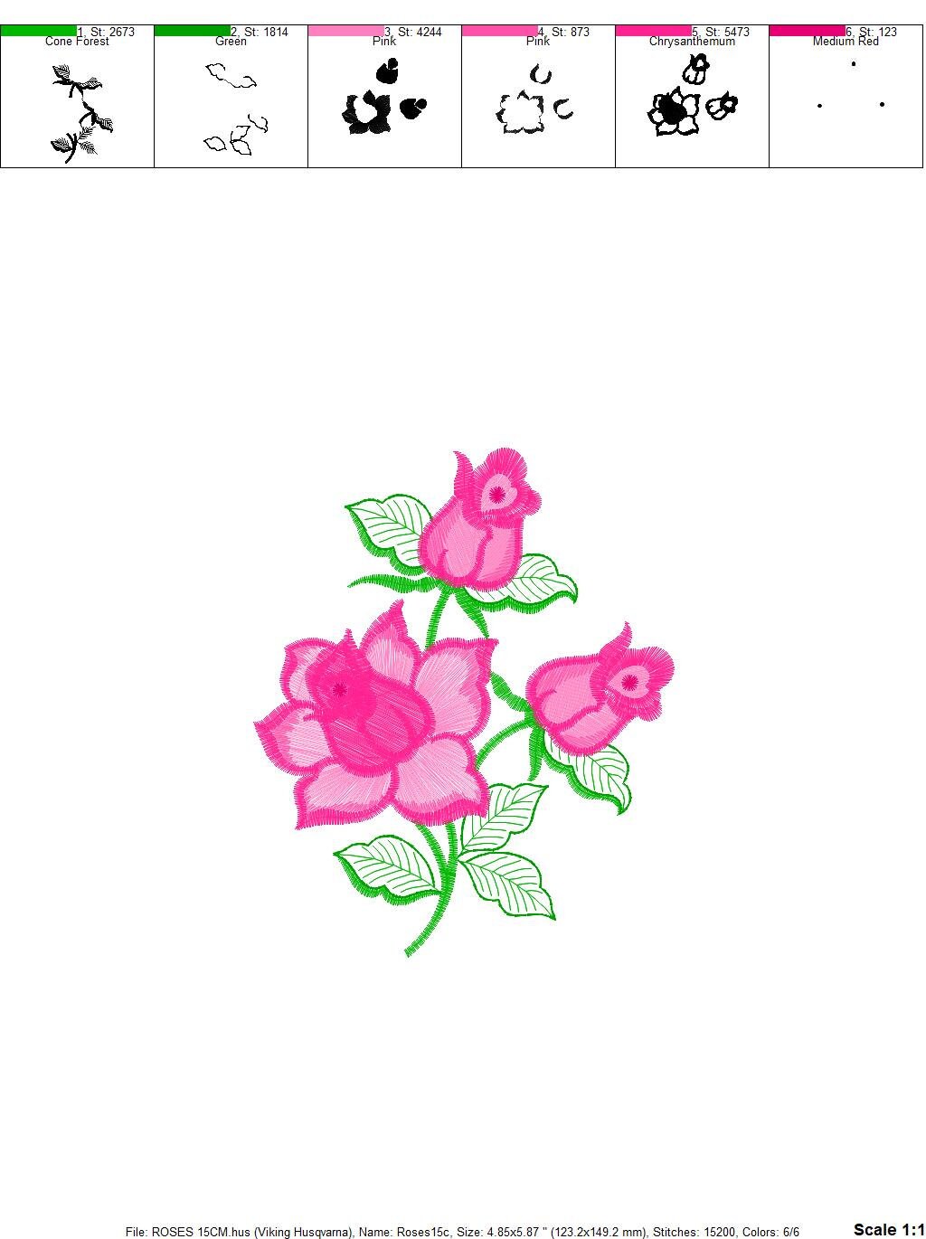 Roses embroidery designs - Flower embroidery design machine embroidery pattern - Floral embroidery file - instant embroidery download pes - Marcia Embroidery