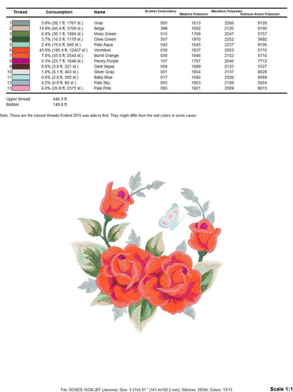 Roses embroidery designs - Flower embroidery design machine embroidery pattern - Rose embroidery file - Flowers for towels embroidery pes