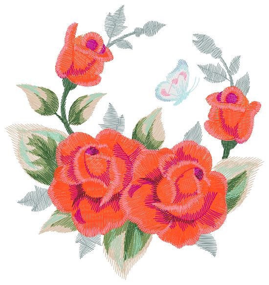 Roses embroidery designs - Flower embroidery design machine embroidery pattern - Rose embroidery file - Flowers for towels embroidery pes