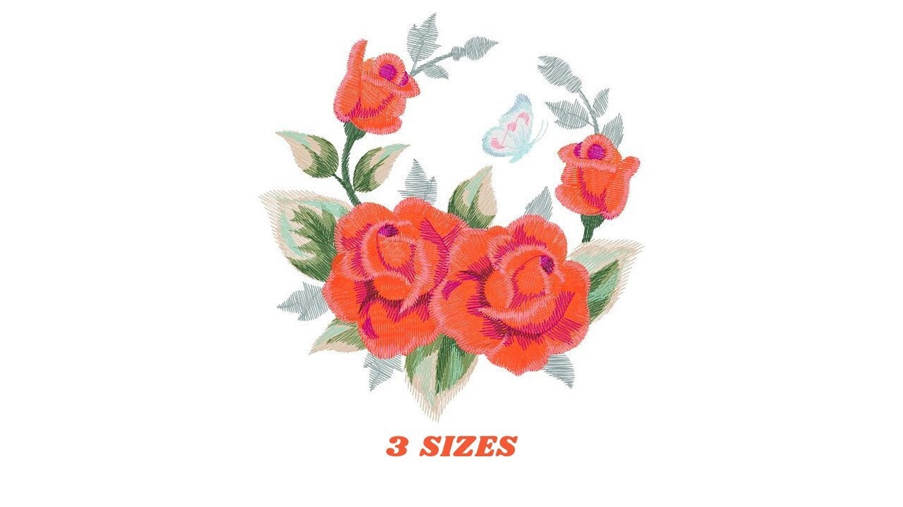 Roses embroidery designs - Flower embroidery design machine embroidery ...