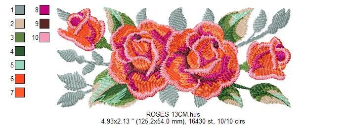 Roses embroidery designs - Flower embroidery design machine embroidery pattern - Floral embroidery file - instant embroidery download pes - Marcia Embroidery