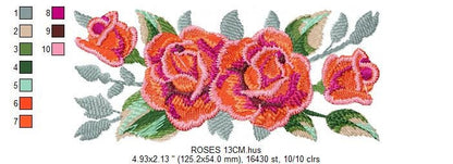 Roses embroidery designs - Flower embroidery design machine embroidery pattern - Floral embroidery file - instant embroidery download pes - Marcia Embroidery