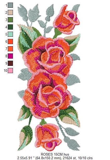 Roses embroidery designs - Flower embroidery design machine embroidery pattern - Floral embroidery file - instant embroidery download pes - Marcia Embroidery