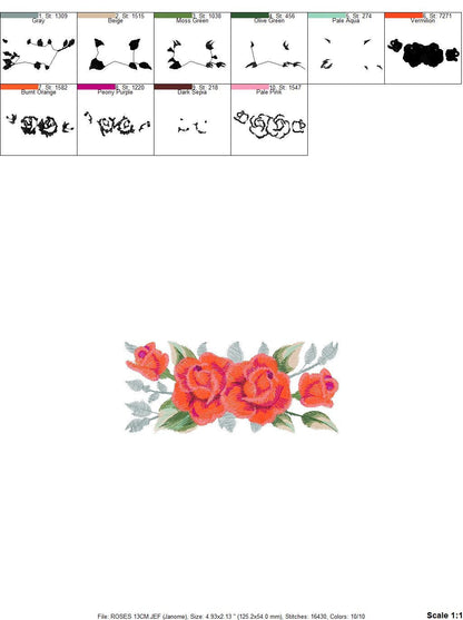 Roses embroidery designs - Flower embroidery design machine embroidery pattern - Floral embroidery file - instant embroidery download pes - Marcia Embroidery