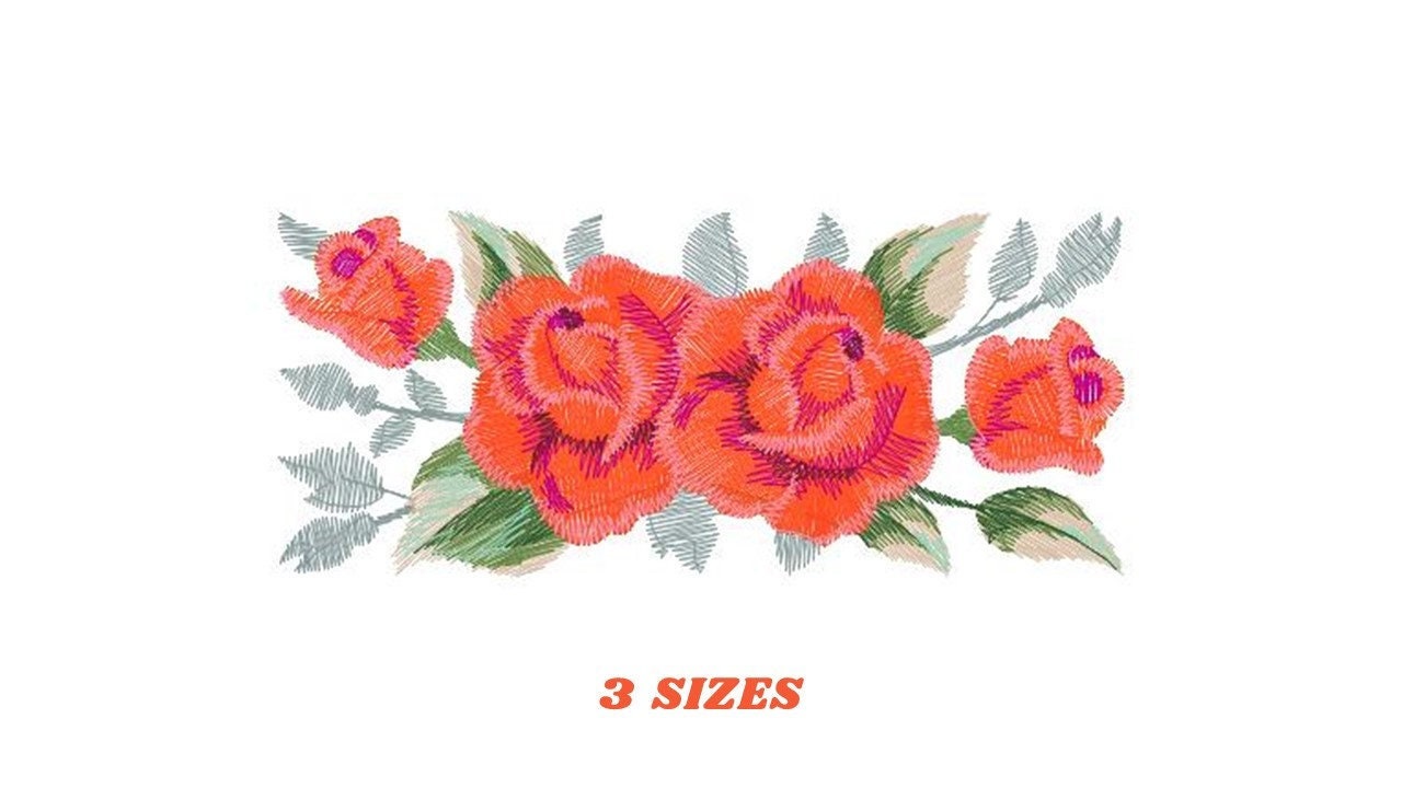 Roses embroidery designs - Flower embroidery design machine embroidery pattern - Floral embroidery file - instant embroidery download pes - Marcia Embroidery
