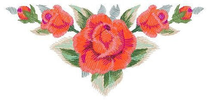 Roses corner embroidery designs - Flower embroidery design machine embroidery pattern - Floral towel embroidery file - pes jef vip vp3 dst