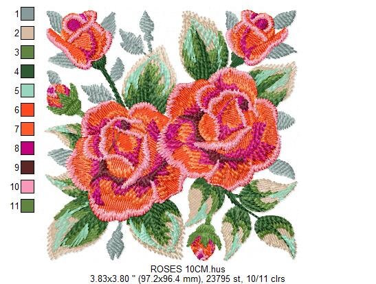 Roses embroidery designs - Floral Towel embroidery design machine embroidery pattern - Rose embroidery file flowers - instant download pes Marcia Embroidery