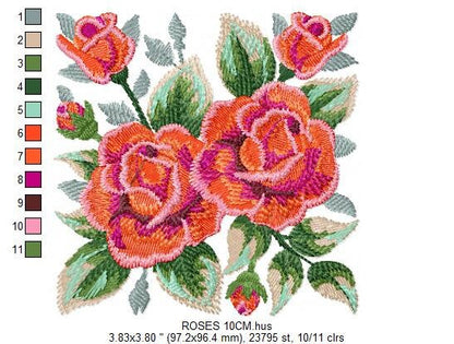 Roses embroidery designs - Floral Towel embroidery design machine embroidery pattern - Rose embroidery file flowers - instant download pes Marcia Embroidery