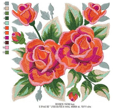Roses embroidery designs - Floral Towel embroidery design machine embroidery pattern - Rose embroidery file flowers - instant download pes Marcia Embroidery