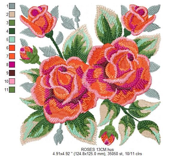 Roses embroidery designs - Floral Towel embroidery design machine embroidery pattern - Rose embroidery file flowers - instant download pes Marcia Embroidery