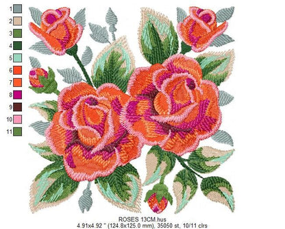 Roses embroidery designs - Floral Towel embroidery design machine embroidery pattern - Rose embroidery file flowers - instant download pes Marcia Embroidery