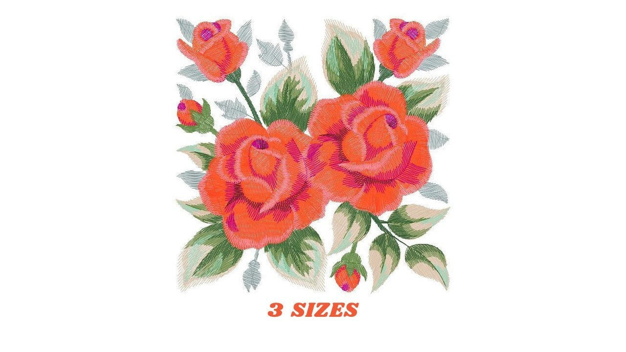 Roses embroidery designs - Floral Towel embroidery design machine embroidery pattern - Rose embroidery file flowers - instant download pes Marcia Embroidery