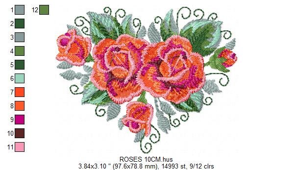 Roses embroidery designs - Flower embroidery design machine embroidery pattern - Floral embroidery file - instant download pes jef vip vp3 - Marcia Embroidery