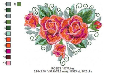 Roses embroidery designs - Flower embroidery design machine embroidery pattern - Floral embroidery file - instant download pes jef vip vp3 - Marcia Embroidery