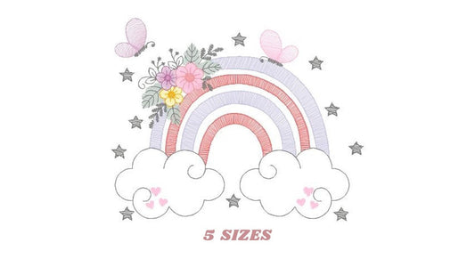 Rainbow embroidery design - Rainbow with clouds embroidery designs machine embroidery pattern - Baby girl embroidery file - digital download