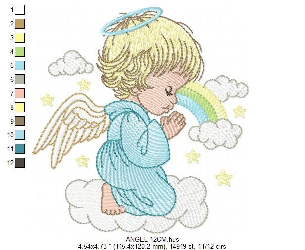 Angel embroidery designs - Baby girl embroidery design machine embroidery pattern - Girl with wings embroidery file - instant download pes