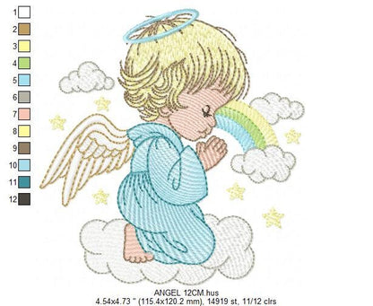 Angel embroidery designs - Baby girl embroidery design machine embroidery pattern - Girl with wings embroidery file - instant download pes