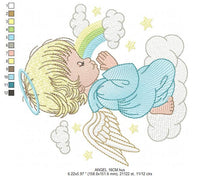 Load image into Gallery viewer, Angel embroidery designs - Baby girl embroidery design machine embroidery pattern - Girl with wings embroidery file - instant download pes
