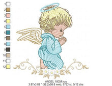 Charger l&#39;image dans la galerie, Angel embroidery designs - Baby boy embroidery design machine embroidery pattern - Boy with wings embroidery file - instant download pes
