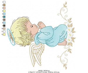 Angel embroidery designs - Baby boy embroidery design machine embroidery pattern - Boy with wings embroidery file - instant download pes