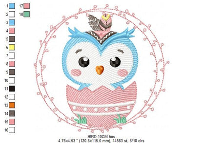 Owl embroidery design - Bird embroidery design machine embroidery pattern - Baby boy embroidery file - instant download bird with egg Marcia Embroidery
